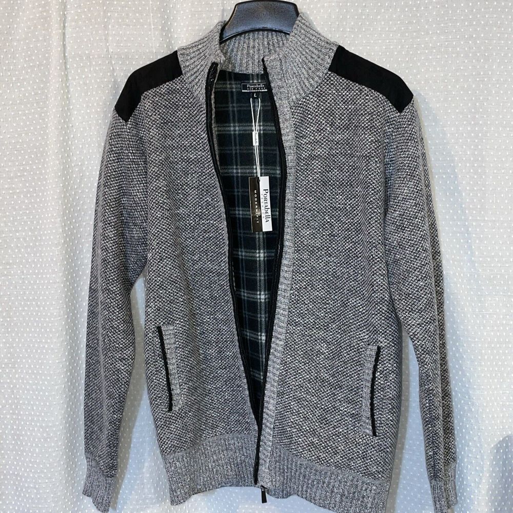 Men’s Cardigan Sweater Knitted Large Zippered Stand Collar Lightweight Coat